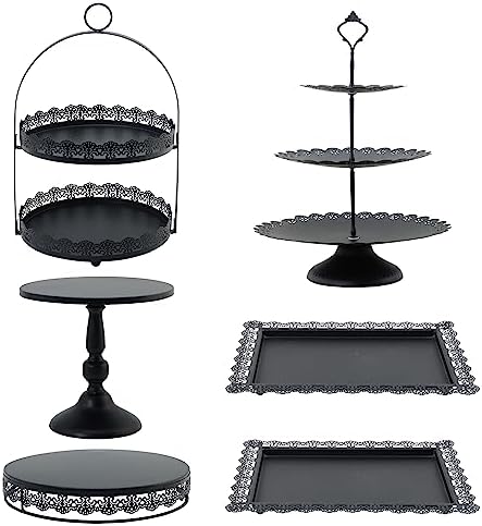 6 Pcs Black Cake Stands Set for Party Serving