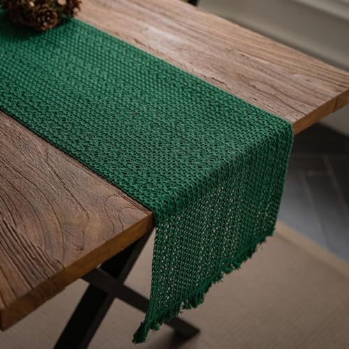 ZAIIVE Geometric Table Runner 70 Inches Emerald Green