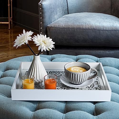 LINKOVE Wooden Serving Tray with Handles 15x10