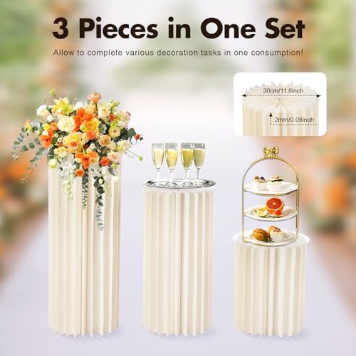 Foldable Cardboard Vase Display Stand 3 Pack Wedding Centerpieces