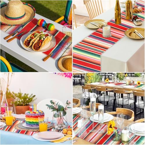 Mexican Rainbow Table Runner 14x84 Inch Fiesta Decor
