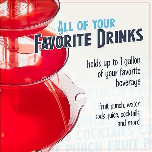 Nostalgia 3-Tier Party Fountain With LED Light Reusable Cups Included