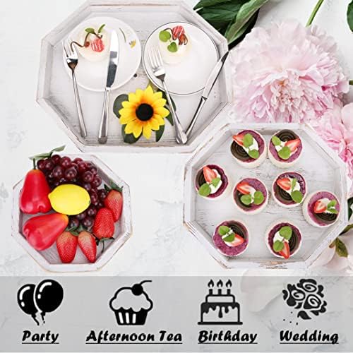 3 Tiered Wooden Cake Stand with Rustic Aged Look
