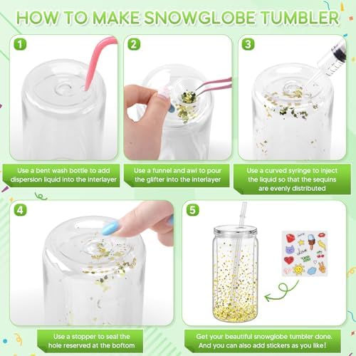 13 Pcs Snow Globe Tumbler Kit with Lid and Funnel