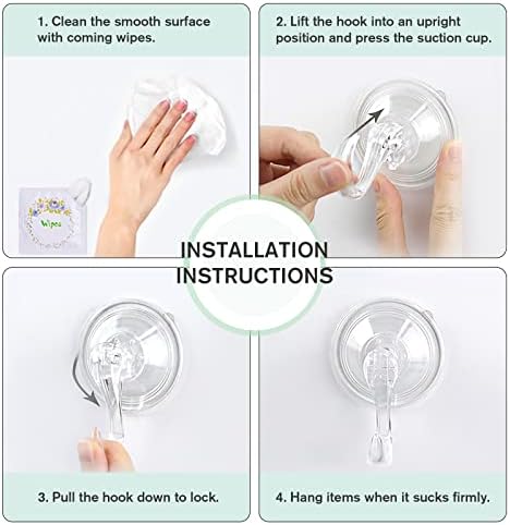 VISV Large Suction Cup Hooks with Wipes 5 Pcs