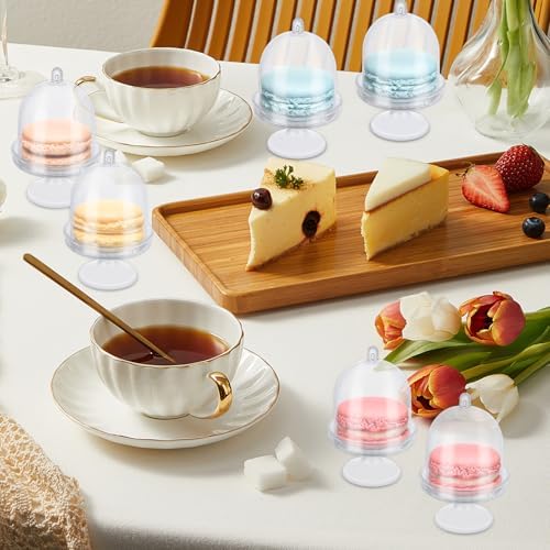 48 PCS Clear Mini Cake Stand with Dome and Lids