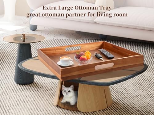 GinSent 20 Inch Acacia Wood Serving Tray with Handles
