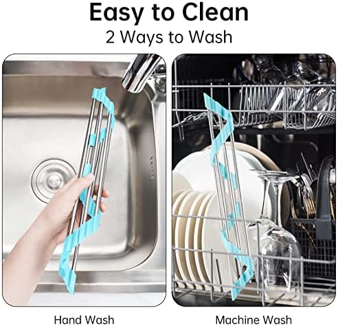 Tomorotec Green Triangle Roll-Up Dish Drying Rack for Sink