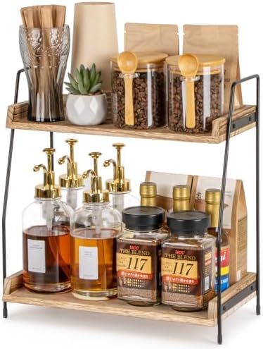 ANBOXIT 2 Tier Coffee Station Organizer Brown