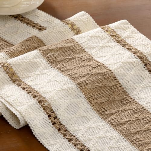 Brown And Ivory Boho Macrame Table Runner