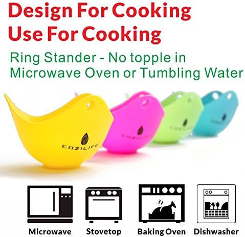 COZILIFE Egg Poacher Set of 4 with Ring Standers