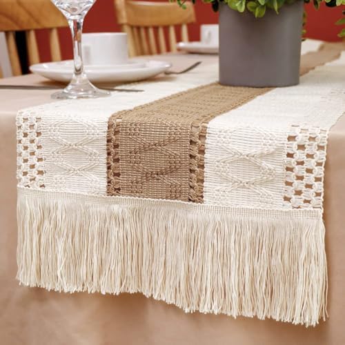 OurWarm Boho Macrame Table Runner 72 Inch
