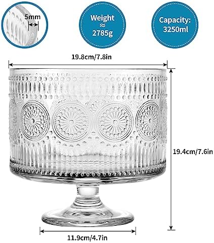 MDLUU Glass Trifle Bowl with Sunflower Pattern