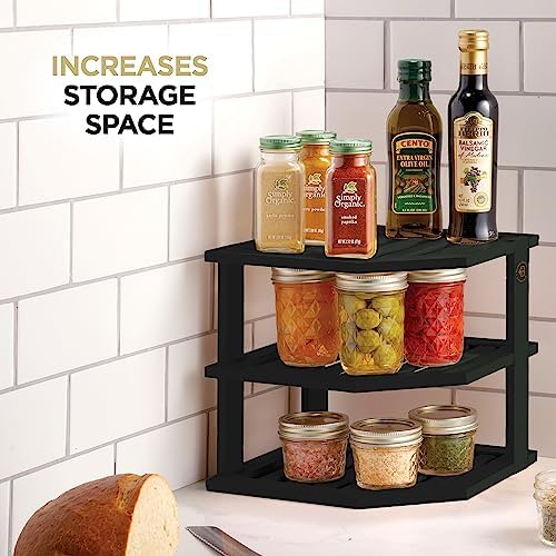 Bambsi Bamboo Corner Shelf - Black