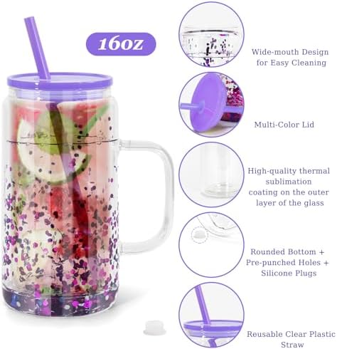16 oz Snow Globe Tumbler with Handle 4 Pack 1