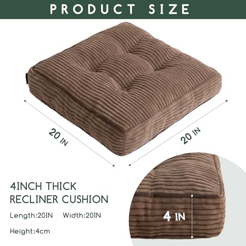 HIGOGOGO Tufted Corduroy Recliner Cushion 20x20x4