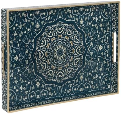 MAONAME Serving Tray with Handles Dark Blue Boho Decor
