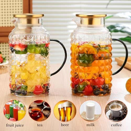 Glass Pitcher With Lid and Handle - 2 Pack 68oz 1