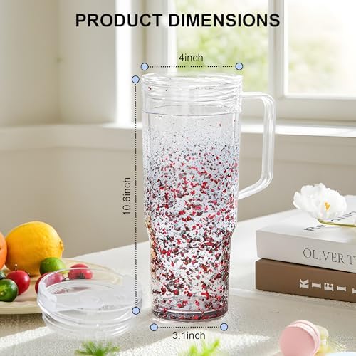 AGH 40 oz Snow Globe Tumbler with Handle 2 Pack