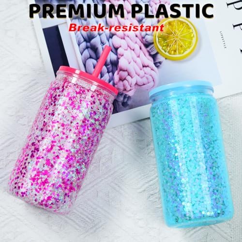16 Oz Snowglobe Tumbler 6 Pack Pre-Drilled Double Wall Clear Cup