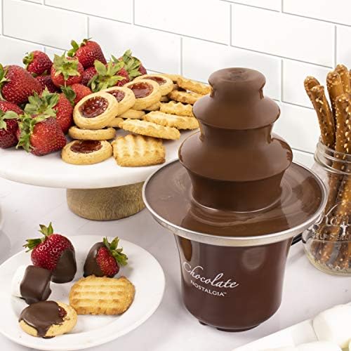 Nostalgia 3 Tier Electric Chocolate Fondue Fountain Machine - 8 Ounce Brown