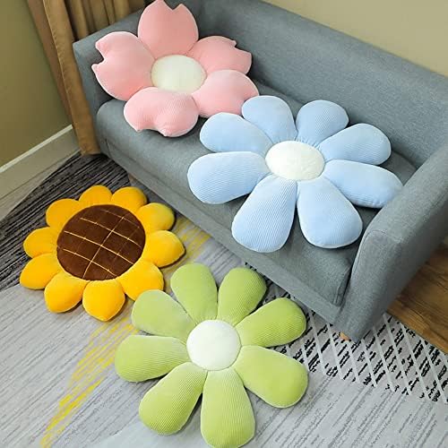 Vctops Blue Daisy Shaped Seat Pad Throw Pillow