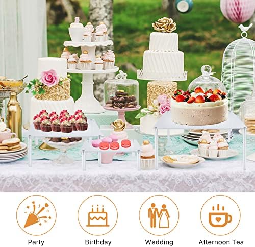 3 Pcs Square Acrylic Cake Stands Set