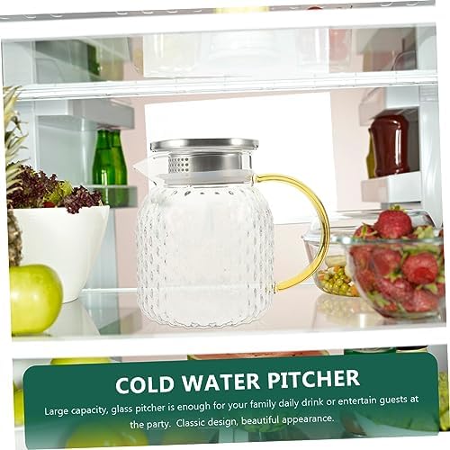STOBAZA Large Capacity Glass Water Pitcher with Leakproof Lid and Comfortable Grip