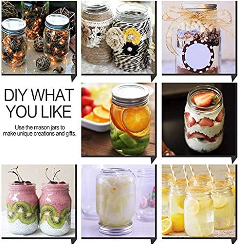 Hovico 17 Oz Clear Mason Jars Set of 4 with Lids and Bands