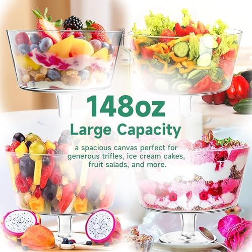 148oz Trifle Bowl with Pedestal Modern Glass Party Dessert Display Stand