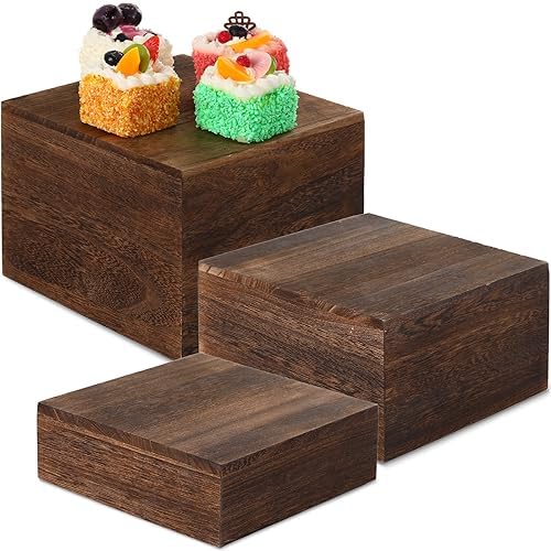 Barydat 3 Pcs Wooden Cupcake Stands Buffet Display Riser