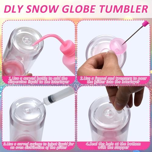 Sibosen 10 Pcs Snow Globe Tumbler Kit with Lid and Straw