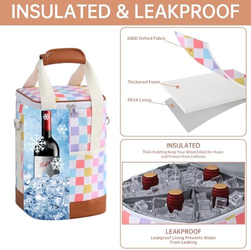 4 Bottle Wine Tote Bag - Leakproof Insulated Carrier with Adjustable Strap
