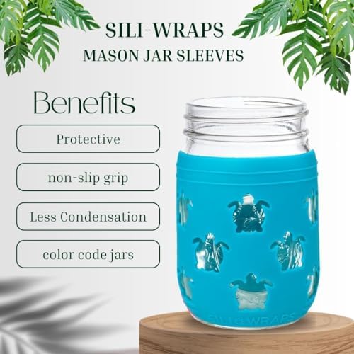 Sili Wraps Aqua Turtle Mason Jar Sleeves Set of 4