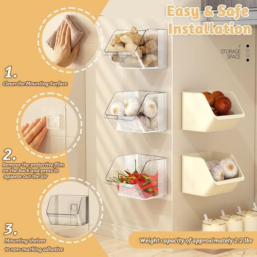 3 Pack Wall Mounted Storage Bins with Clear Design