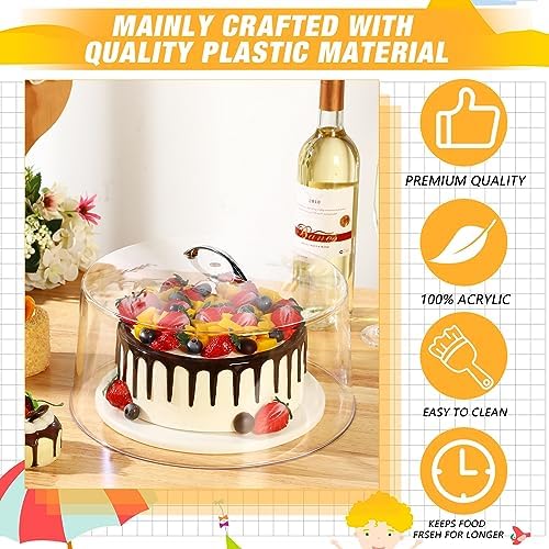 Uiifan 2 Pcs Clear Plastic Cake Cover with Metal Handle