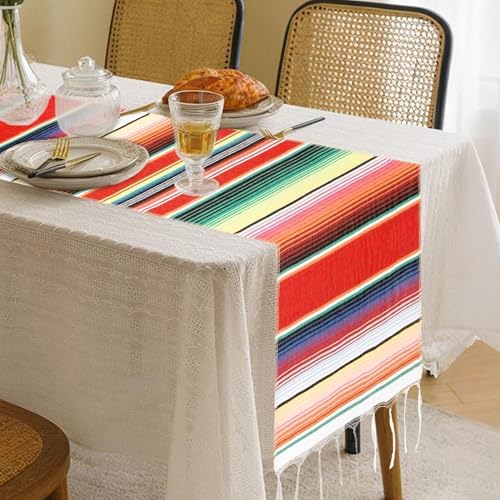Mexican Rainbow Table Runner 14x84 Inch Fiesta Decor