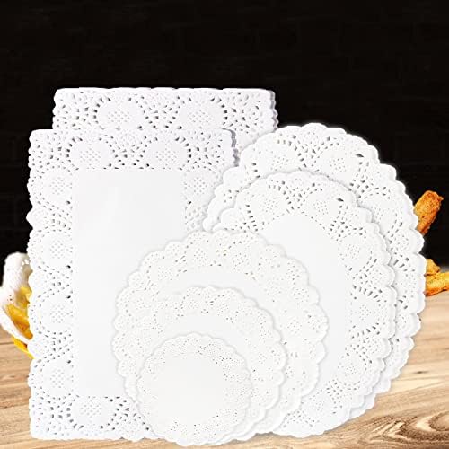 350 pcs Assorted Shape White Paper Doilies Set