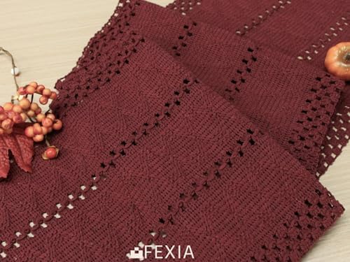 FEXIA Boho Red Table Runner 72 Inches with Tassels