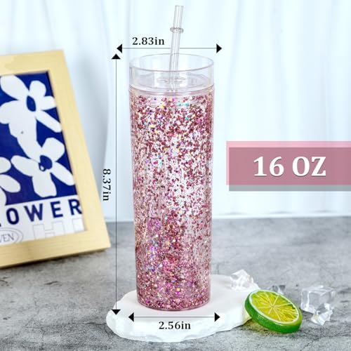 16 Oz Acrylic Snowglobe Tumbler 8 Pack Set