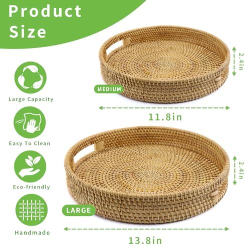 Handwoven Rattan Serving Tray with Natural Wicker Design