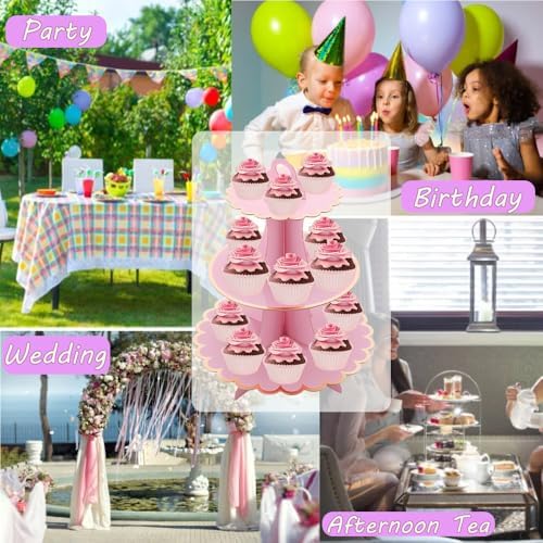 MRPAPA Pink Cupcake Cake Stand Tray 3-Tiered
