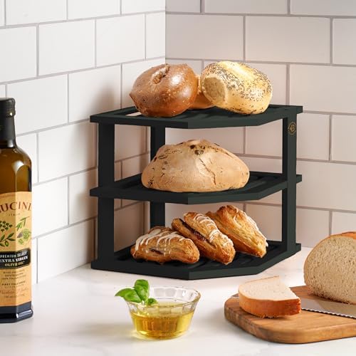 Bambsi Bamboo Corner Shelf - Black
