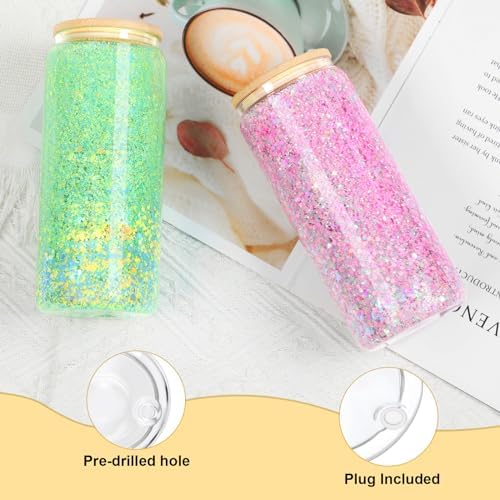 20 Oz Snow Globe Tumbler 6 Pack with Pre-Drilled Hole and Plug
