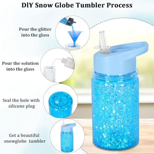 8 Pack 10 Oz Plastic Snow Globe Tumbler with Plug