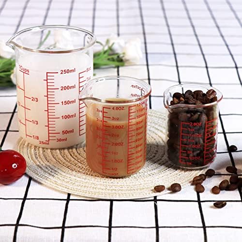 High Borosilicate Glass Measuring Cup Set - 60ml 120ml 250ml