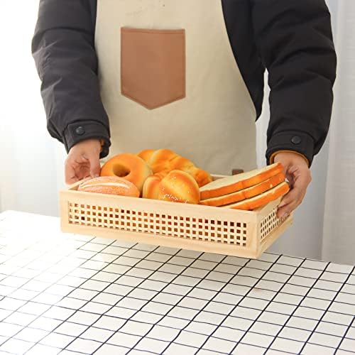 YAHUAN Rectangular Bamboo Serving Tray with Handles
