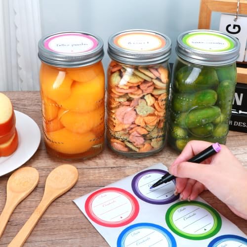 Encheng 12 Pack 32oz Wide Mouth Mason Jars with Lids and Bands