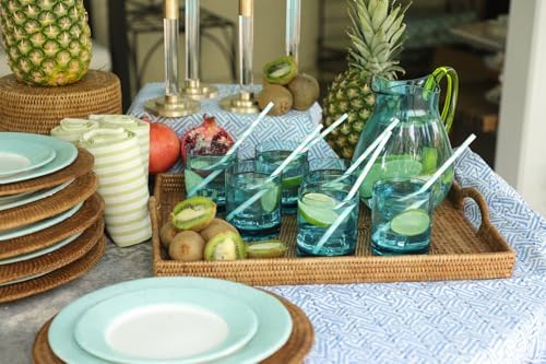 Caspari Acrylic Pitcher Turquoise Green Handle