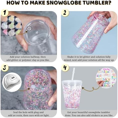 12 Oz Acrylic Snowglobe Tumbler 8 Pack for Kids